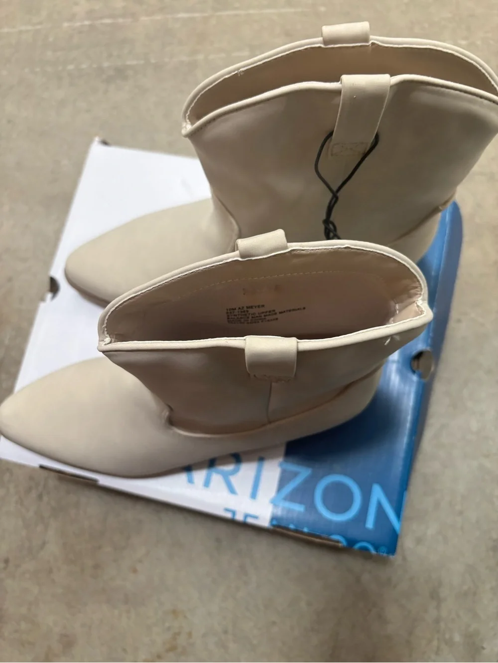 Arizona Jean Company Cream Pointed Toe Mid-Calf Boots